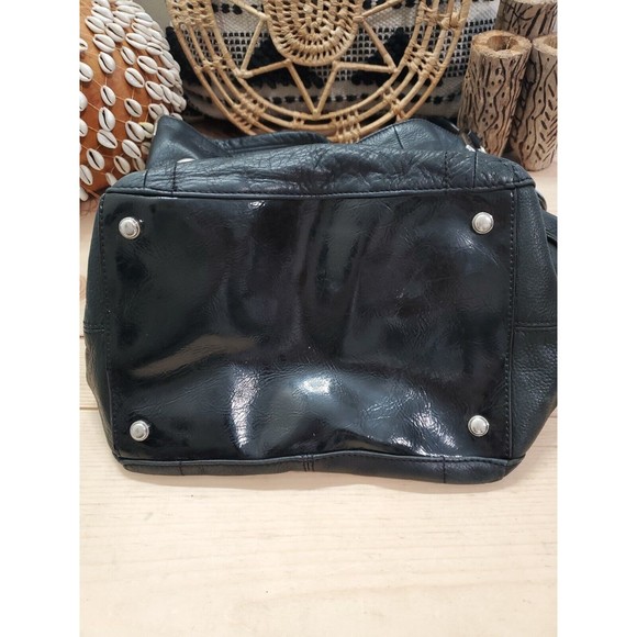 B. Makowsky Designer Black Large Soft Leather Shoulder Handbag Purse Drawstring - Picture 12 of 16